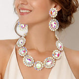 Round Oval Stone Accented Evening Necklace - Madeline Love - Flyclothing LLC