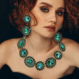 Round Oval Stone Accented Evening Necklace - Madeline Love - Flyclothing LLC
