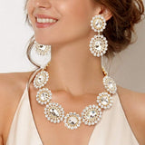 Round Oval Stone Accented Evening Necklace - Madeline Love - Flyclothing LLC
