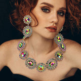 Round Oval Stone Accented Evening Necklace - Madeline Love - Flyclothing LLC