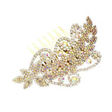 Round Stone Accented Rhinestone Wedding Bridal Hair Comb - Madeline Love - Flyclothing LLC