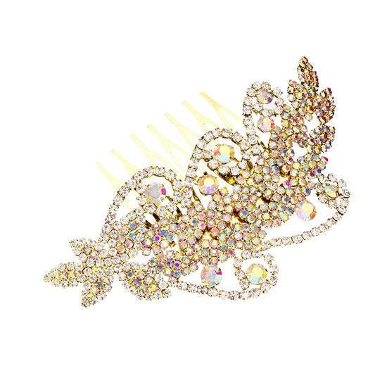 Round Stone Accented Rhinestone Wedding Bridal Hair Comb - Madeline Love - Flyclothing LLC