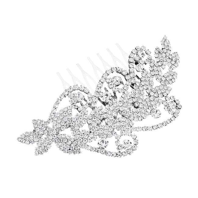 Round Stone Accented Rhinestone Wedding Bridal Hair Comb - Madeline Love - Flyclothing LLC