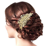 Round Stone Accented Rhinestone Wedding Bridal Hair Comb - Madeline Love - Flyclothing LLC