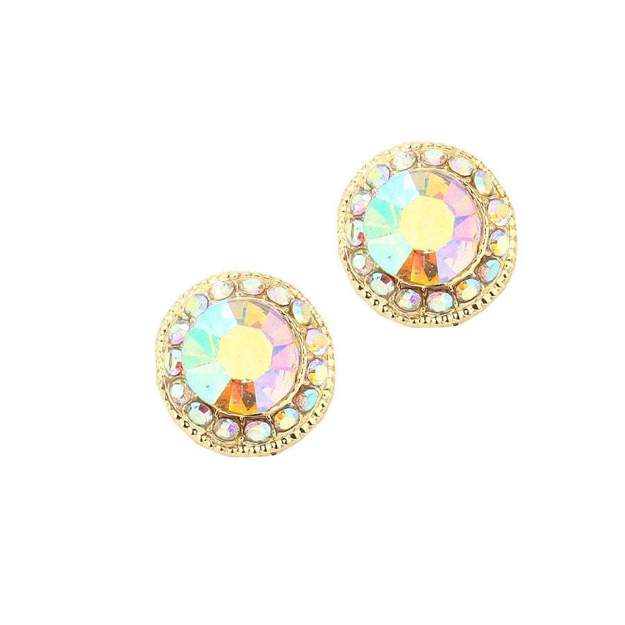 Round Stone Stud Evening Earrings - Madeline Love - Flyclothing LLC
