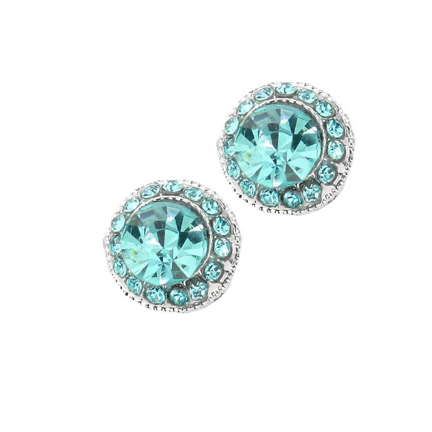 Round Stone Stud Evening Earrings - Madeline Love - Flyclothing LLC
