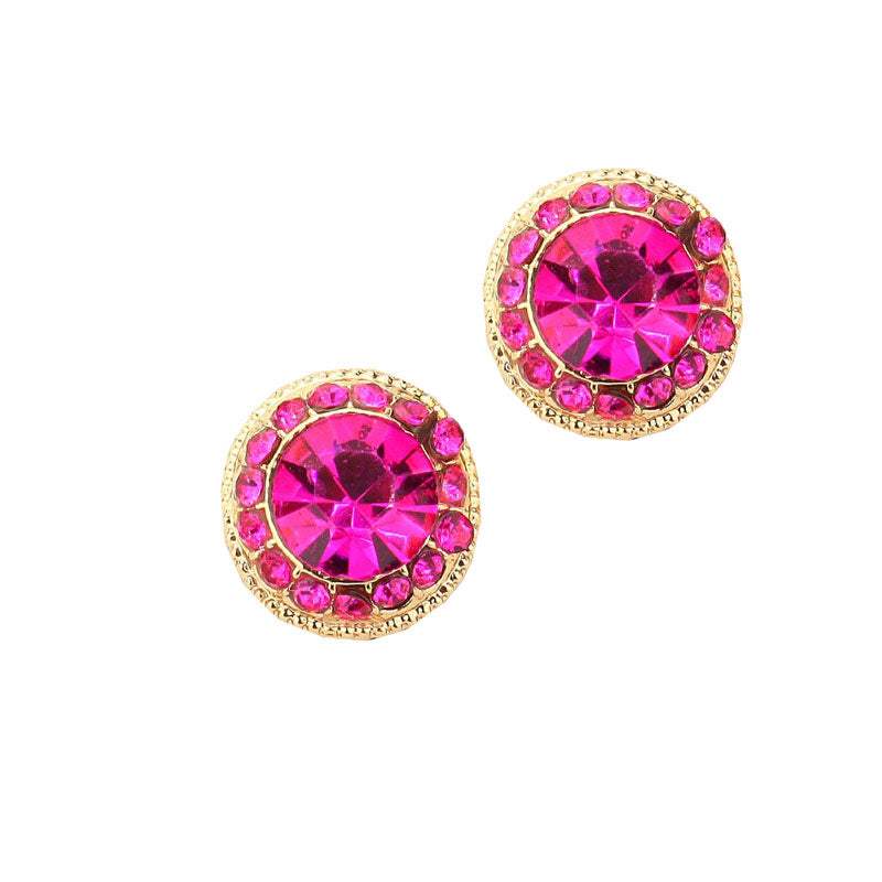Round Stone Stud Evening Earrings - Madeline Love - Flyclothing LLC