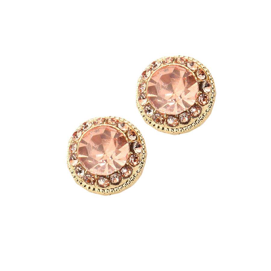 Round Stone Stud Evening Earrings - Madeline Love - Flyclothing LLC