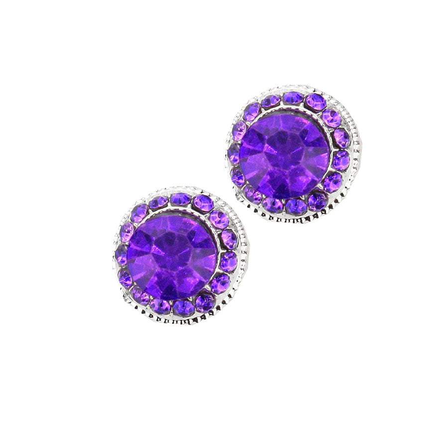 Round Stone Stud Evening Earrings - Madeline Love - Flyclothing LLC