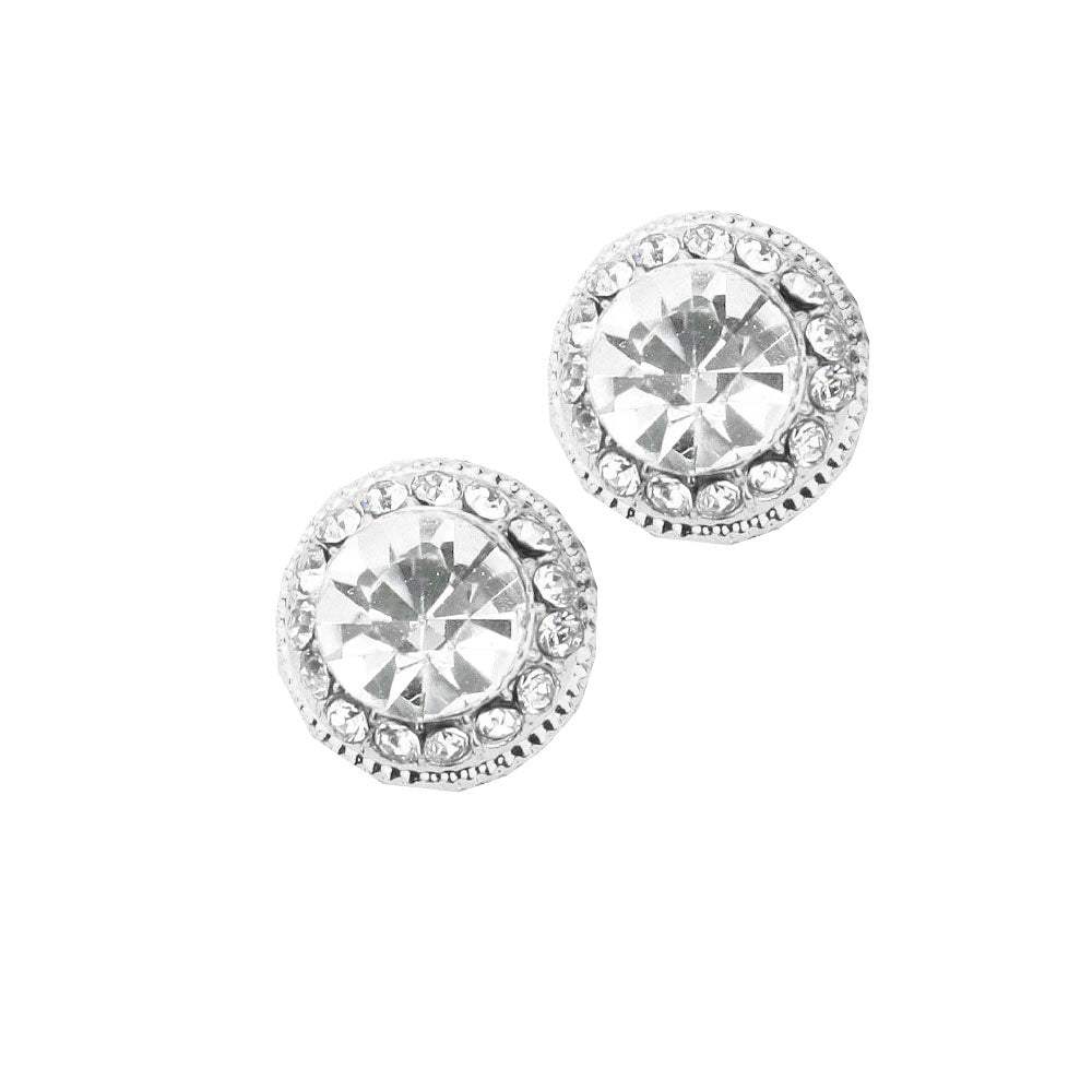 Round Stone Stud Evening Earrings - Madeline Love - Flyclothing LLC