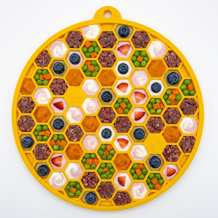 Honeycomb Design emat - Enrichment Lick Mat For Dogs and Cats - With Suction Cups | USA Made - SodaPup/True Dogs, LLC - Flyclothing LLC