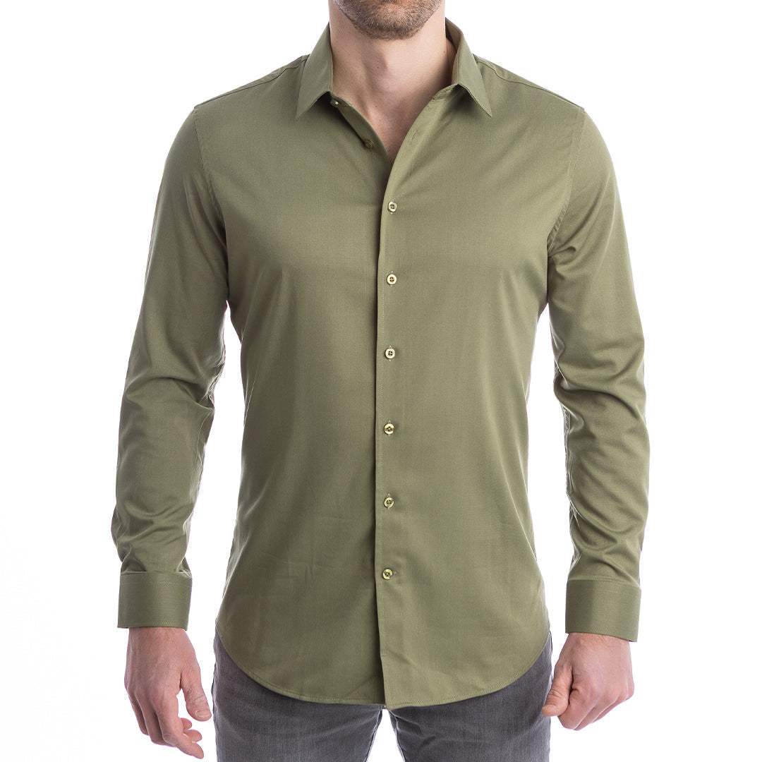 goTIELESS Ultimate Dress Shirt (Army Green) - Million Dollar Collar - Flyclothing LLC
