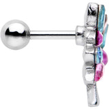 16G 1/4 Pink Blue Gem Joyful Tree Cartilage Tragus Earring - BodyCandy - Flyclothing LLC