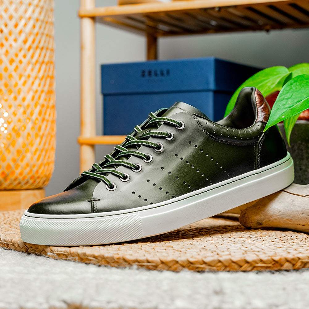 65-201-OLV RUSSO Burnished Italian Calfskin - Olive - Zelli Italia - Flyclothing LLC