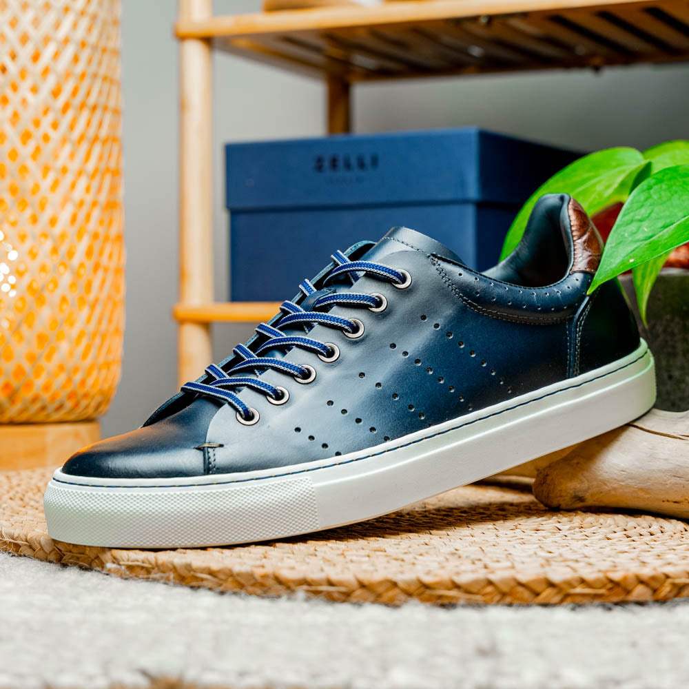 65-201-NVY RUSSO Burnished Italian Calfskin - Navy - Zelli Italia - Flyclothing LLC