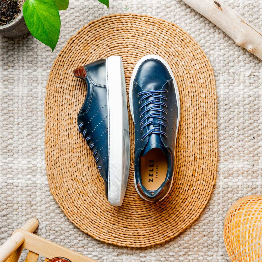 65-201-NVY RUSSO Burnished Italian Calfskin - Navy - Zelli Italia - Flyclothing LLC
