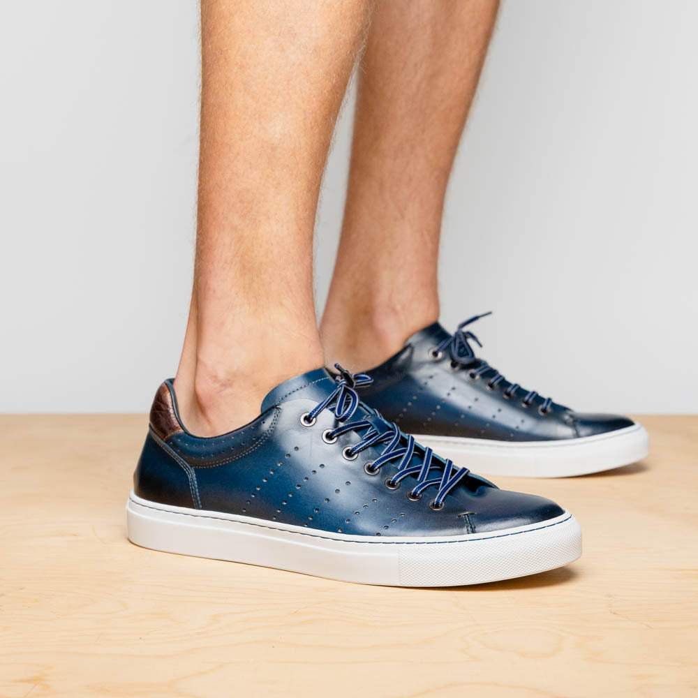 65-201-NVY RUSSO Burnished Italian Calfskin - Navy - Zelli Italia - Flyclothing LLC