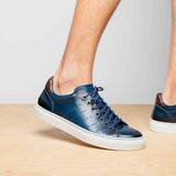 65-201-NVY RUSSO Burnished Italian Calfskin - Navy - Zelli Italia - Flyclothing LLC
