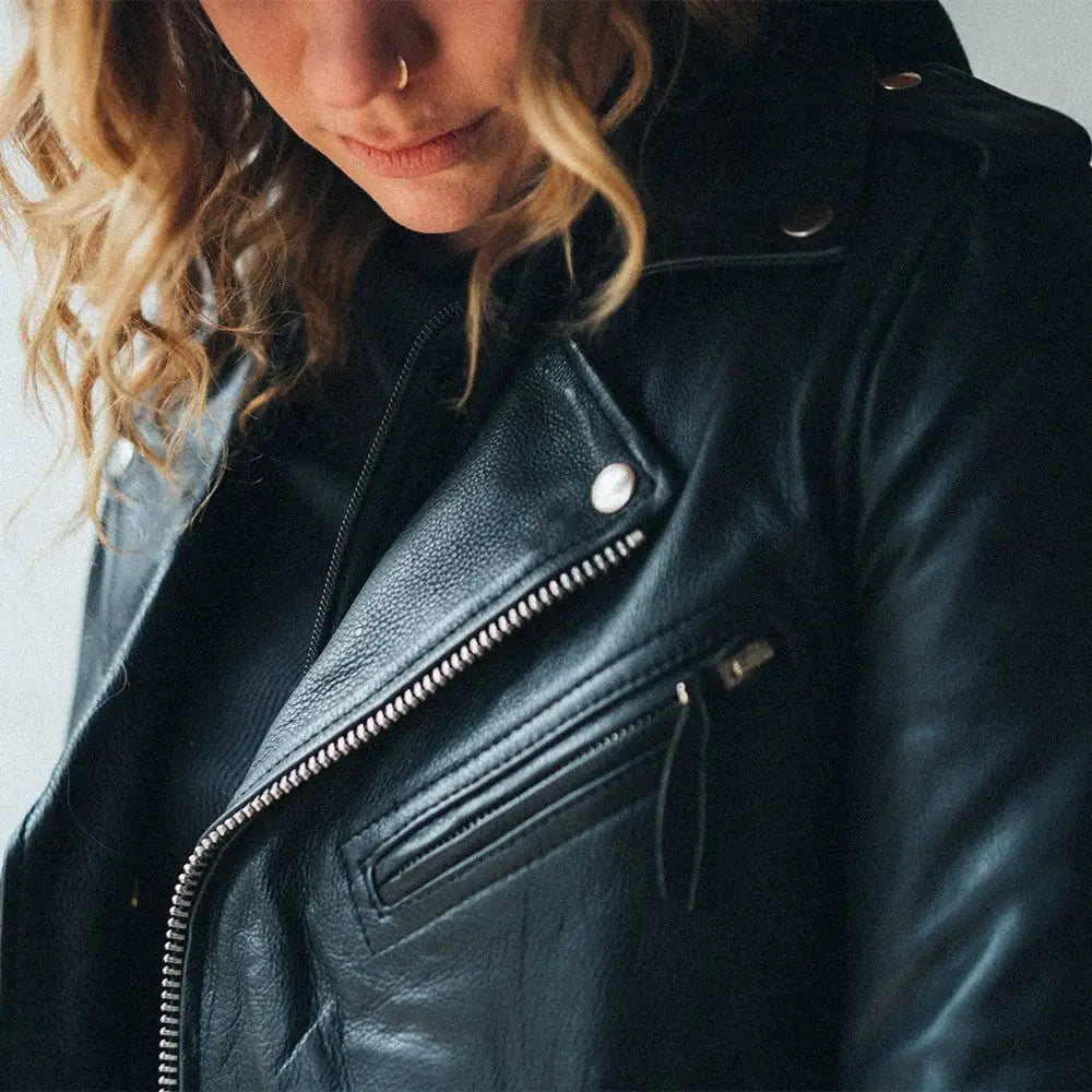 Ryman - Women's Motorcycle Leather Jacket - First Manufacturing Company - Flyclothing LLC
