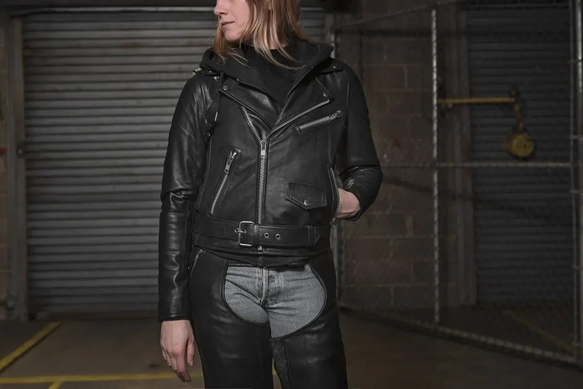 Ryman - Women's Motorcycle Leather Jacket - First Manufacturing Company - Flyclothing LLC