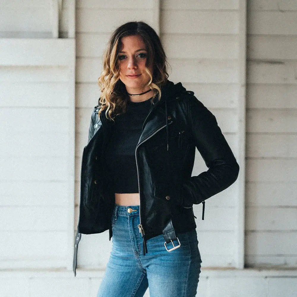 Ryman - Women's Motorcycle Leather Jacket - First Manufacturing Company - Flyclothing LLC