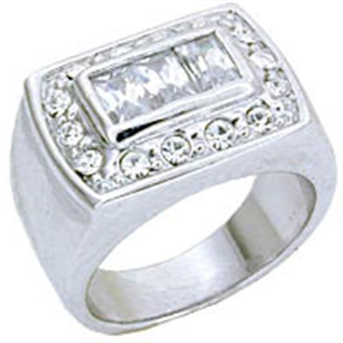 S11931 - Rhodium 925 Sterling Silver Ring with AAA Grade CZ  in Clear - Alamode