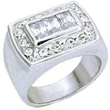 S11931 - Rhodium 925 Sterling Silver Ring with AAA Grade CZ  in Clear - Alamode