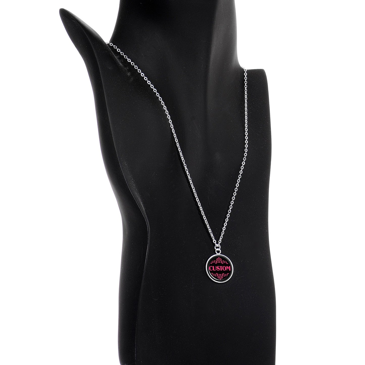 Custom Pink Personalized Name Silver Plated Chain Necklace - BodyCandy - Flyclothing LLC