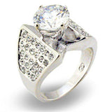 S22110 - Rhodium 925 Sterling Silver Ring with AAA Grade CZ  in Clear - Alamode