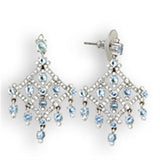 S35801 - Rhodium 925 Sterling Silver Earrings with Top Grade Crystal  in Sea Blue - Alamode