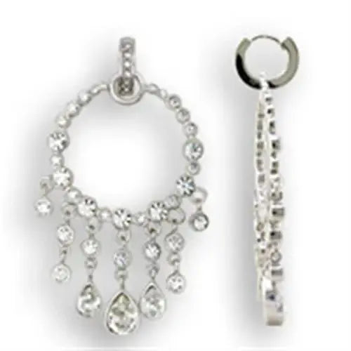 S37108 - Rhodium 925 Sterling Silver Earrings with Top Grade Crystal in Clear - Alamode - Flyclothing LLC