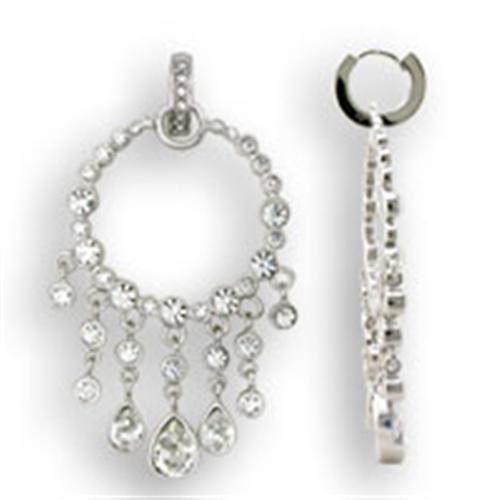 S37108 - Rhodium 925 Sterling Silver Earrings with Top Grade Crystal  in Clear - Alamode