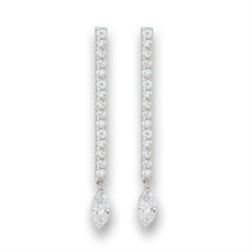 S411207 - Rhodium 925 Sterling Silver Earrings with AAA Grade CZ  in Clear - Alamode