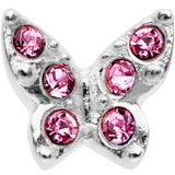 16G Pink Gem Silver Tone Butterfly Tragus Cartilage Earring - BodyCandy - Flyclothing LLC