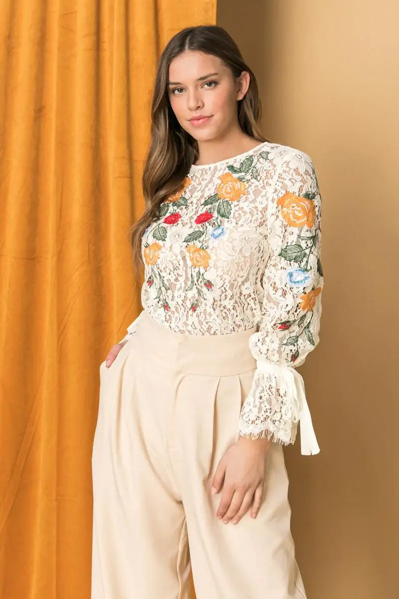 EMBROIDERED LACE TOP - Flying Tomato - Flyclothing LLC