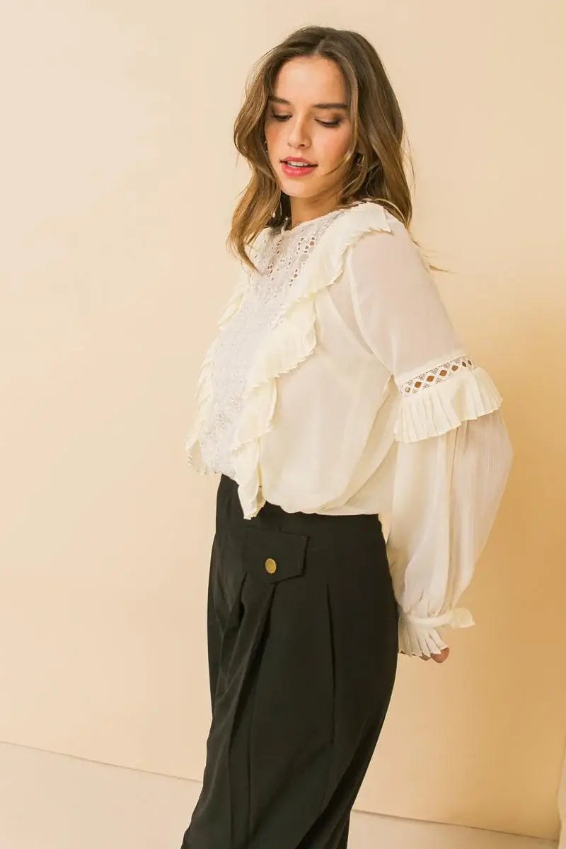 HIGH EXPECTATIONS KNIT EYELET TOP - Flying Tomato - Flyclothing LLC