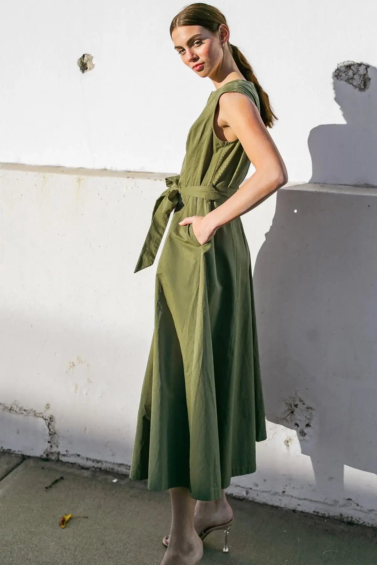 DELICATE DREAMS WOVEN MIDI DRESS - Flying Tomato - Flyclothing LLC