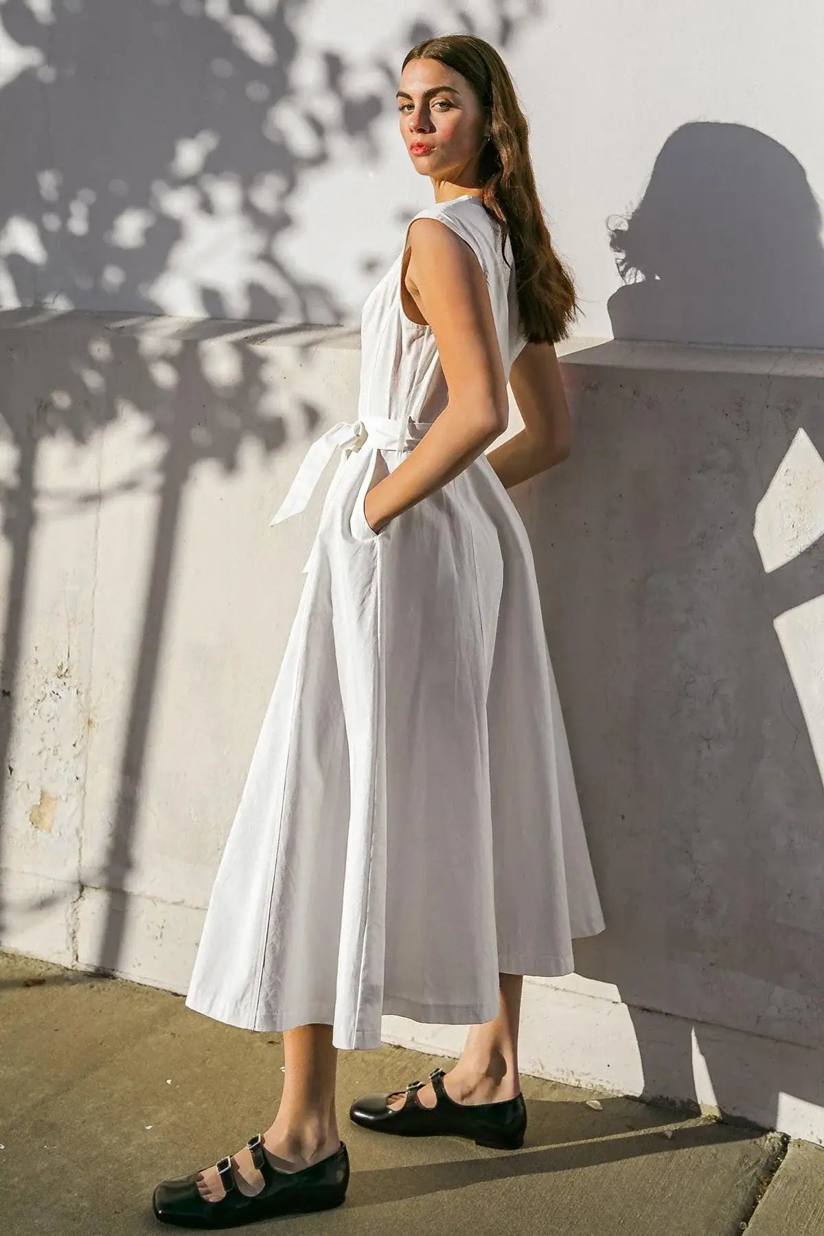 DELICATE DREAMS WOVEN MIDI DRESS - Flying Tomato - Flyclothing LLC