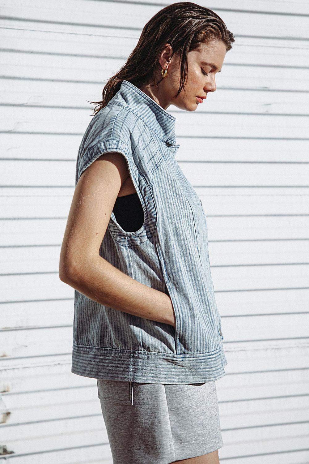 LATE SUMMER NIGHTS DENIM VEST - Flying Tomato - Flyclothing LLC