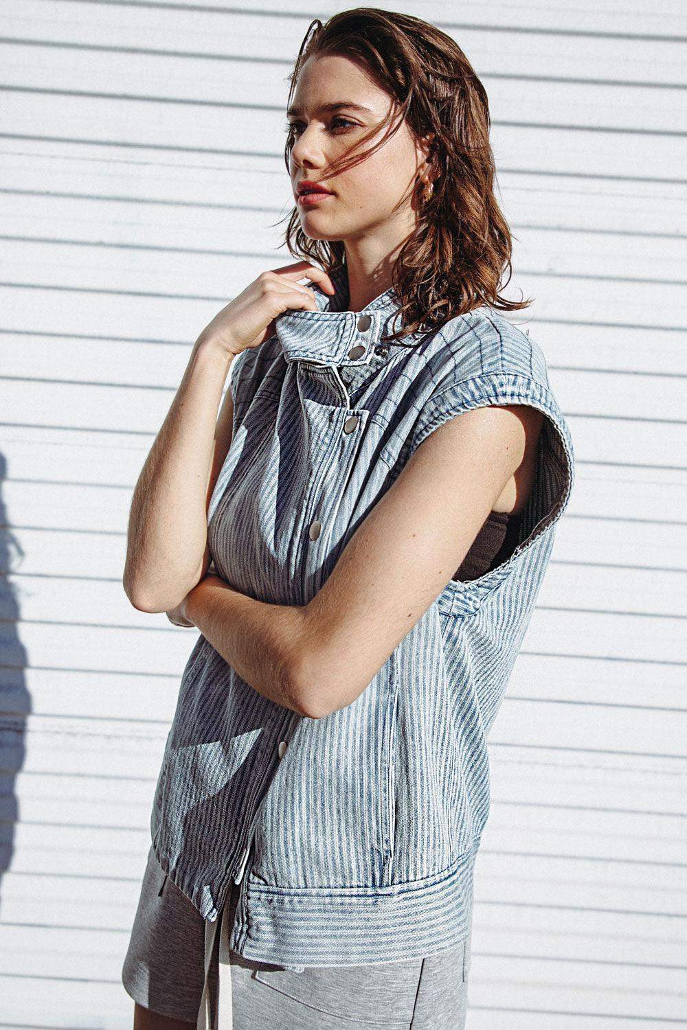 LATE SUMMER NIGHTS DENIM VEST - Flying Tomato - Flyclothing LLC