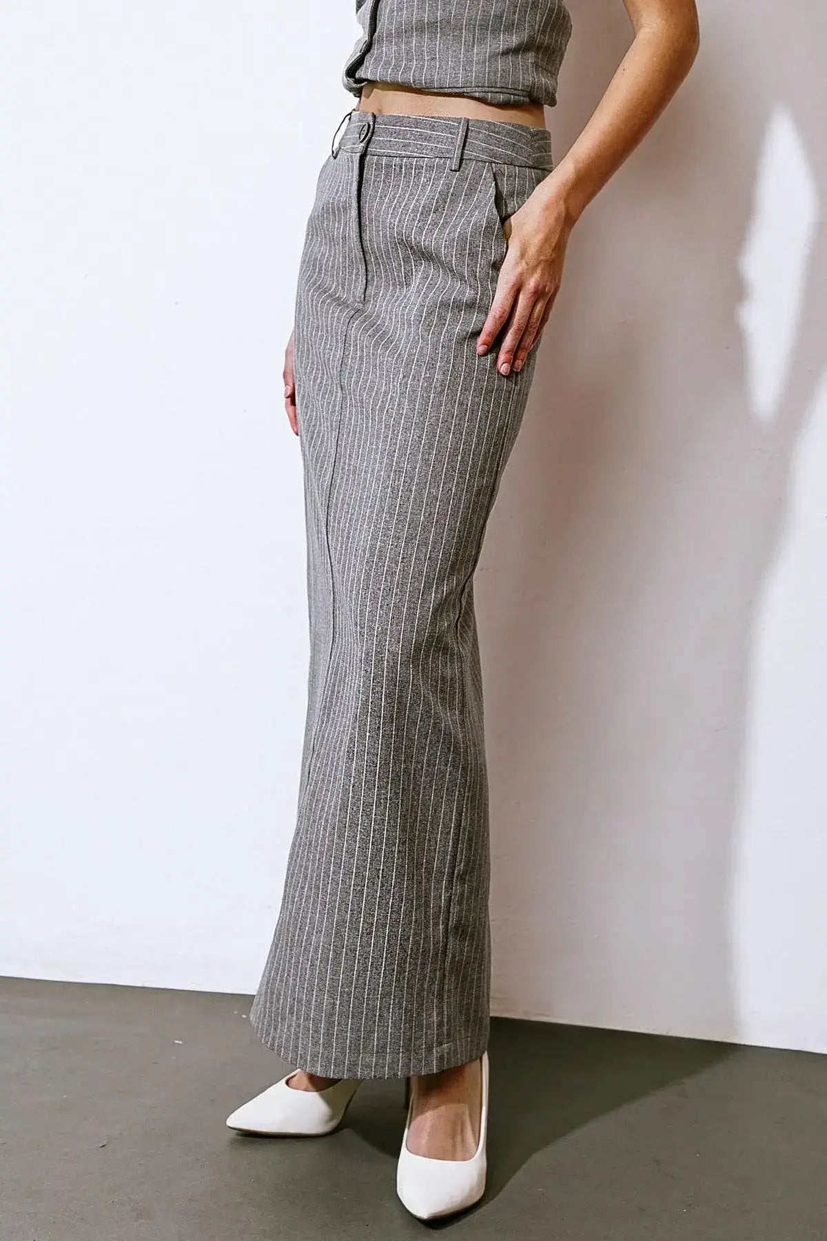 GET TO THE POINT WOVEN MIDI SKIRT - Flying Tomato - Flyclothing LLC