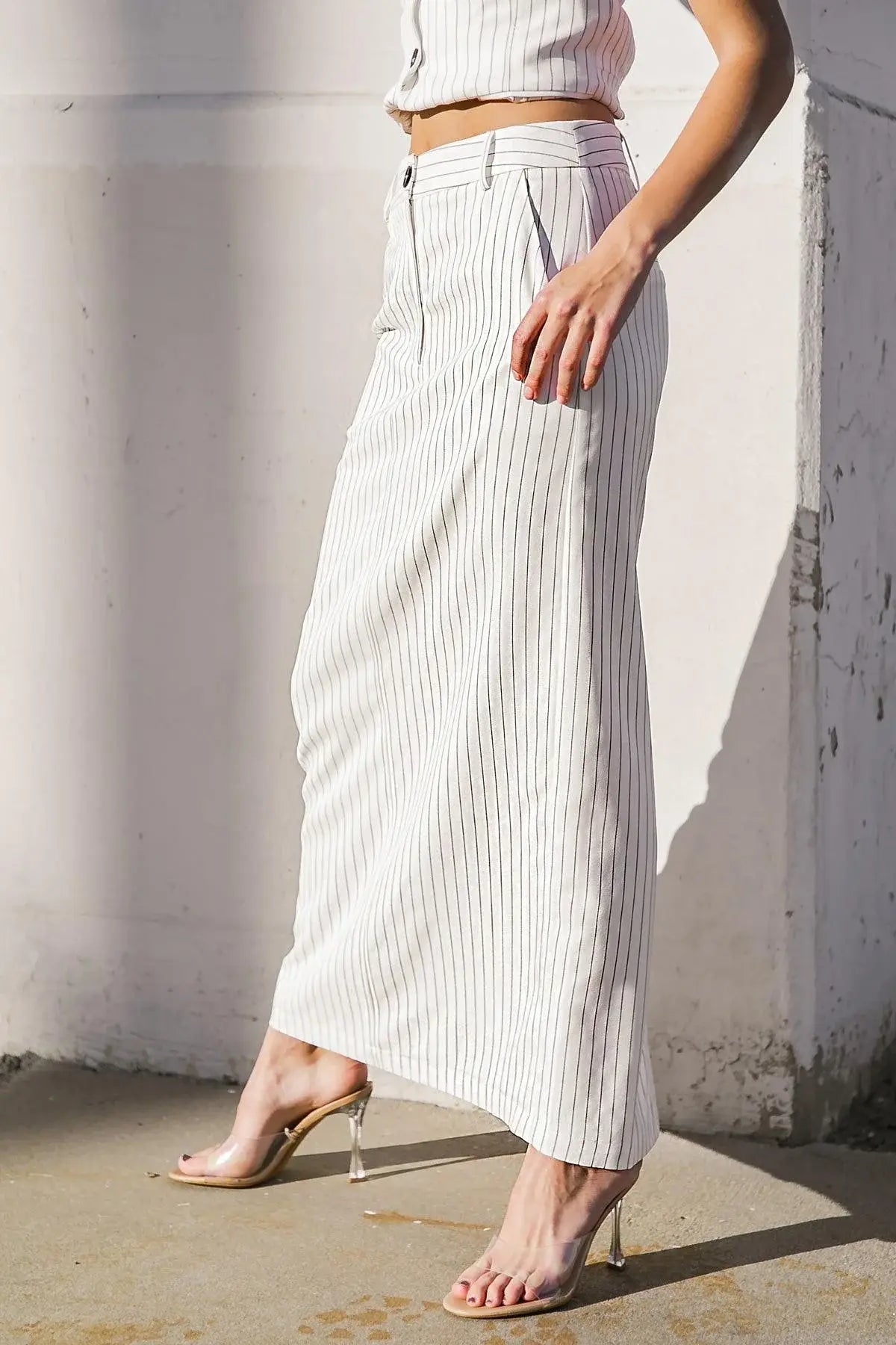 GET TO THE POINT WOVEN MIDI SKIRT - Flying Tomato - Flyclothing LLC
