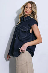 LET'S JUST RELAX DENIM TOP - Flying Tomato - Flyclothing LLC