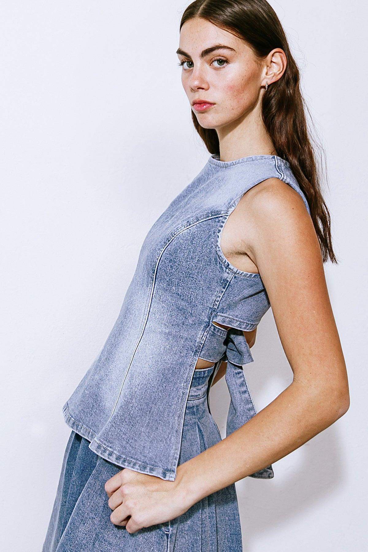 BE THE BRIGHTEST DENIM TOP - Flying Tomato - Flyclothing LLC