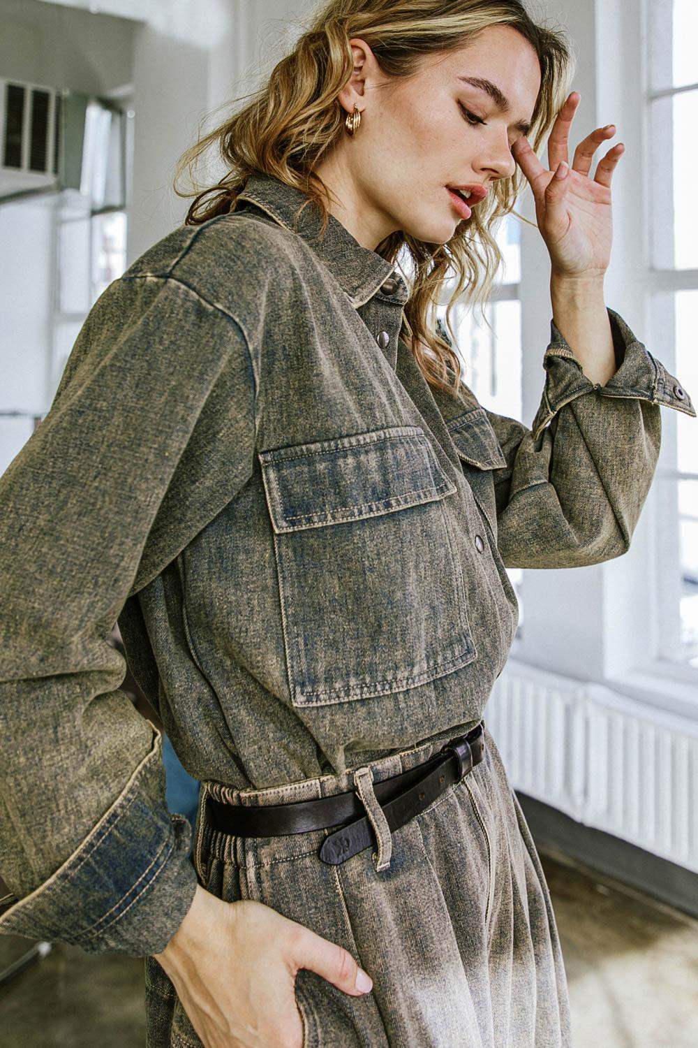 STUCK IN YOUR WAYS DENIM TOP - Flying Tomato - Flyclothing LLC