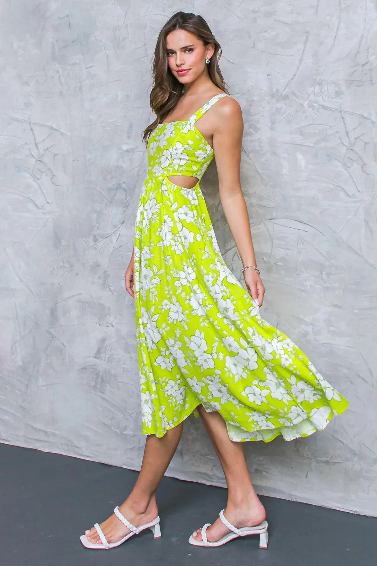 PERFECTLY ADORED WOVEN MIDI DRESS - Flying Tomato - Flyclothing LLC