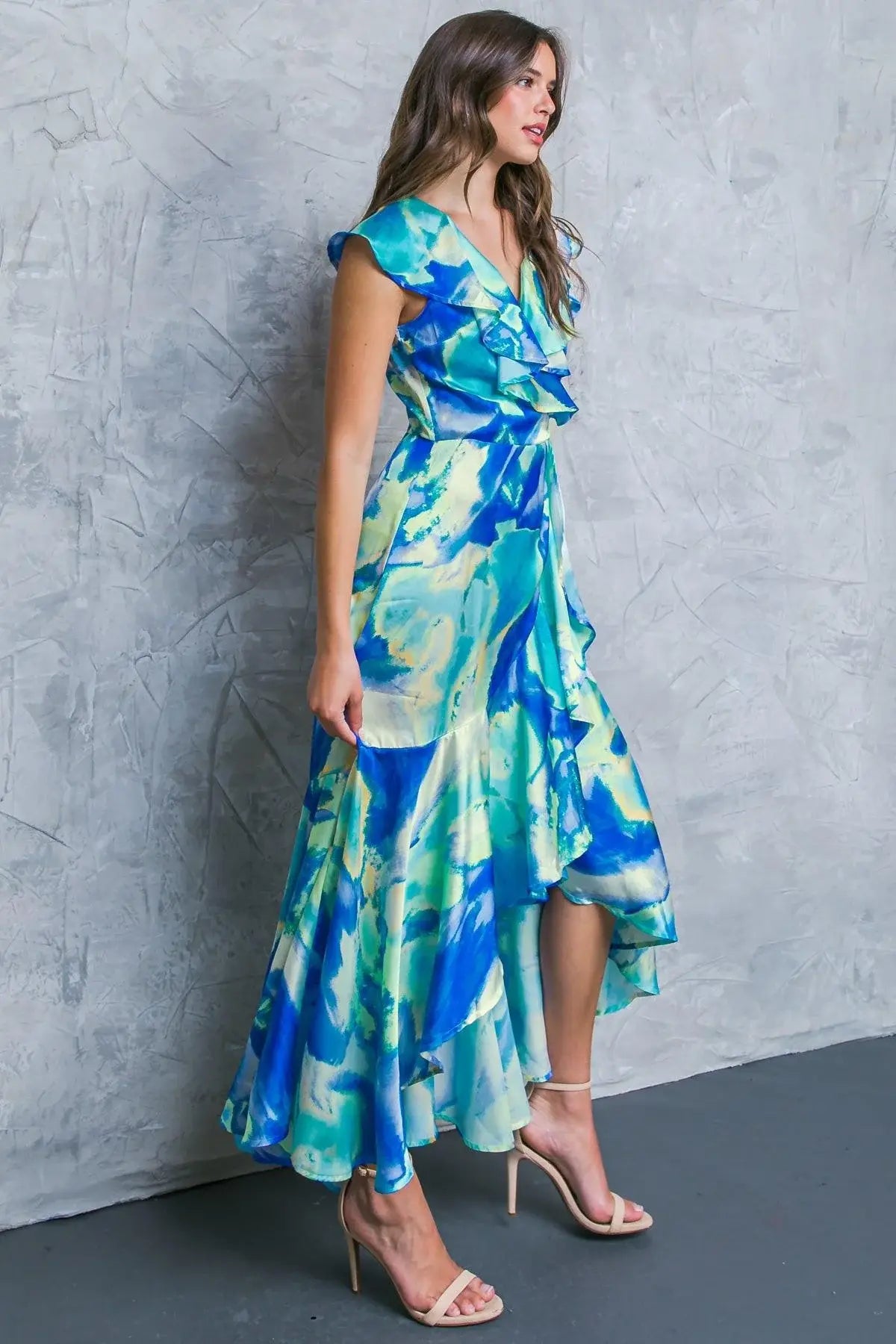 LA BEBE WOVEN SATIN MAXI DRESS - Flying Tomato - Flyclothing LLC