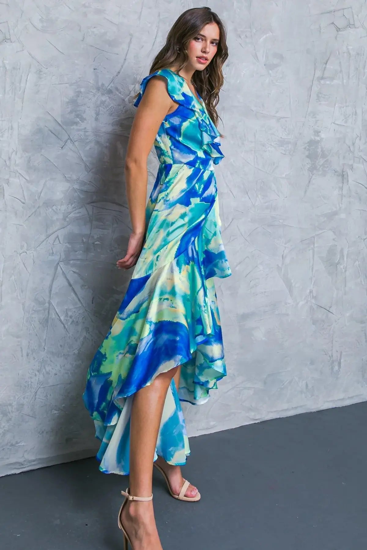 LA BEBE WOVEN SATIN MAXI DRESS - Flying Tomato - Flyclothing LLC