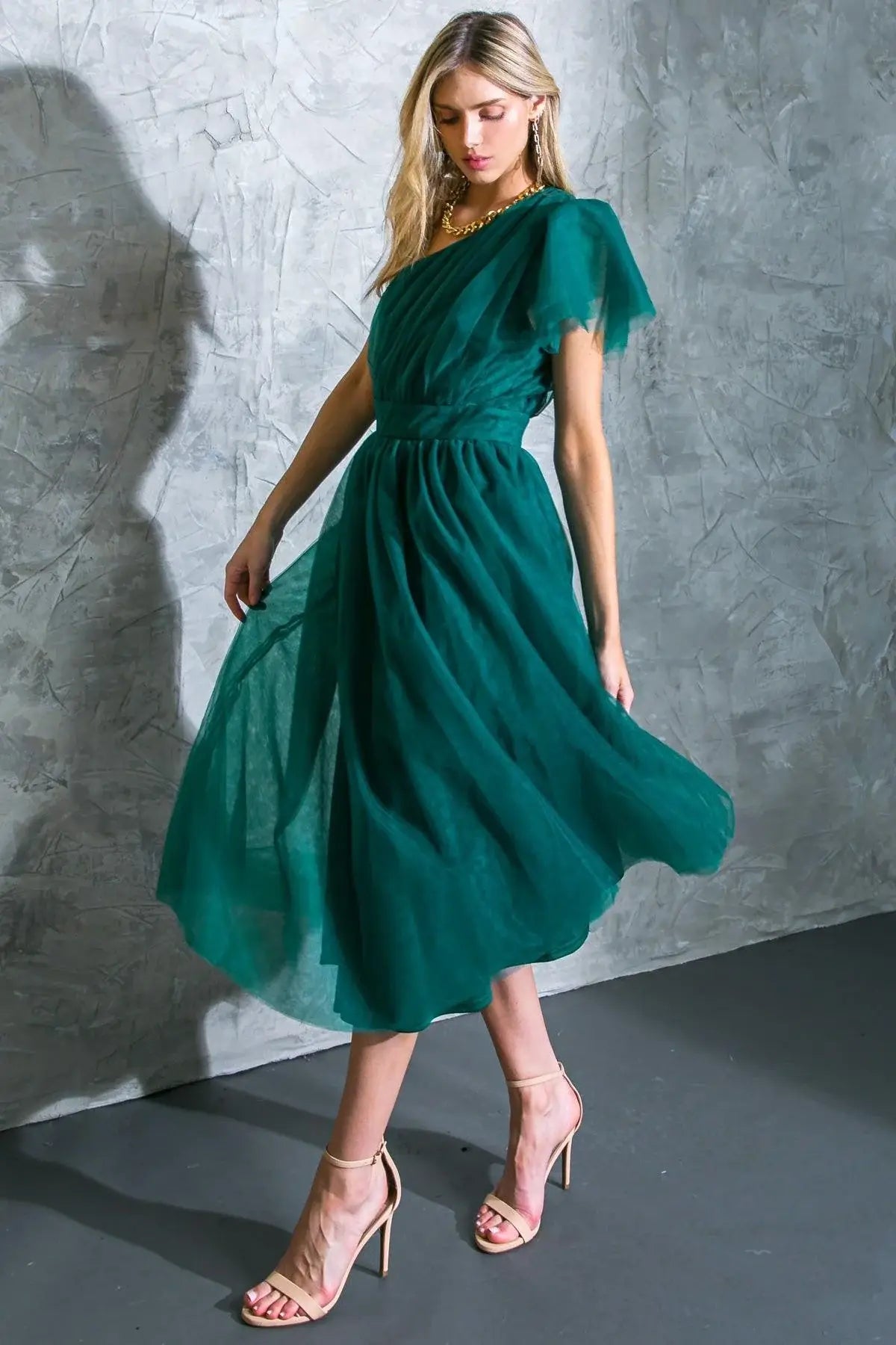 LIVELY CHARM TULLE MIDI DRESS - Flying Tomato - Flyclothing LLC