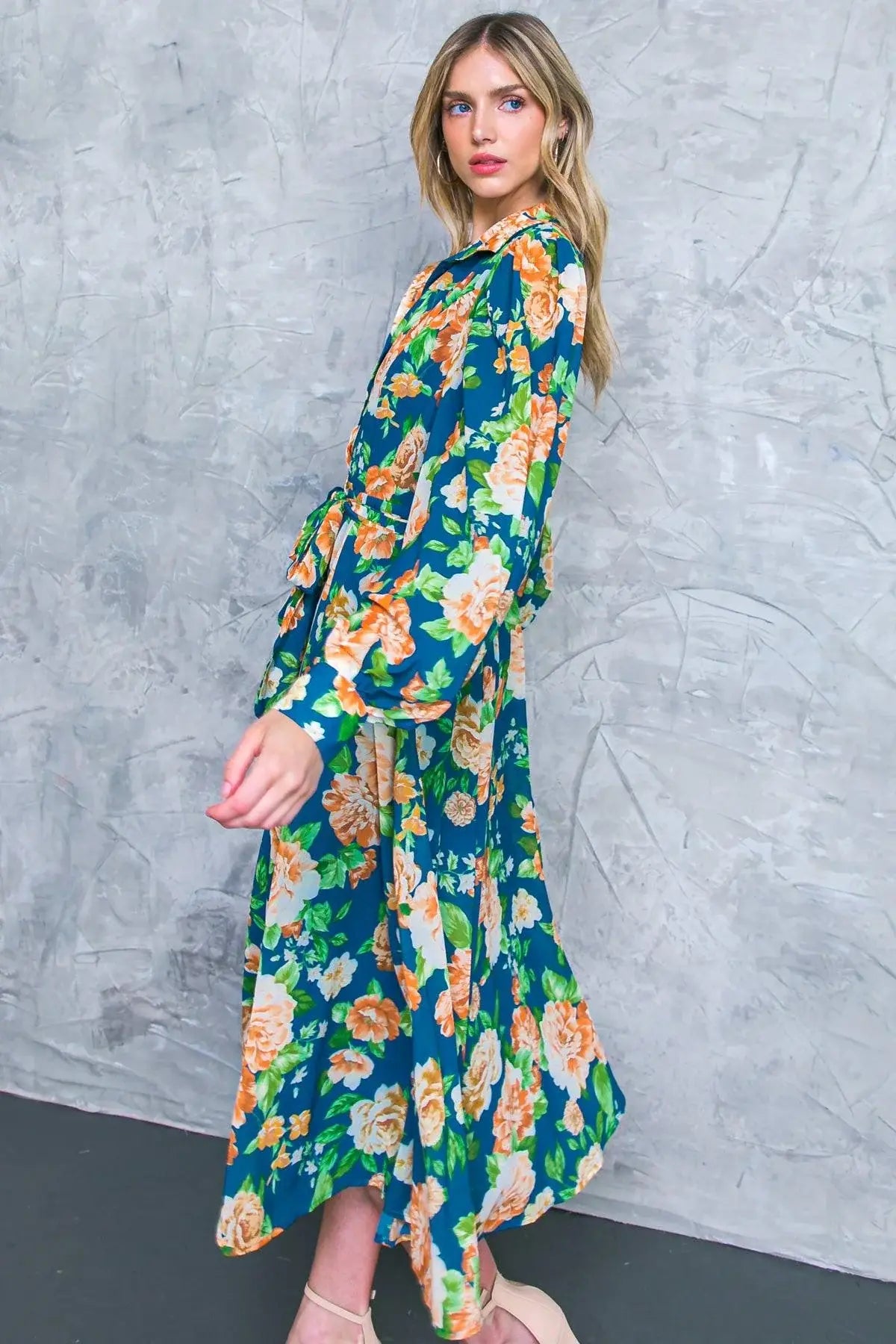 BUBBLY BLISS WOVEN MIDI SHIRT DRESS - Flying Tomato - Flyclothing LLC